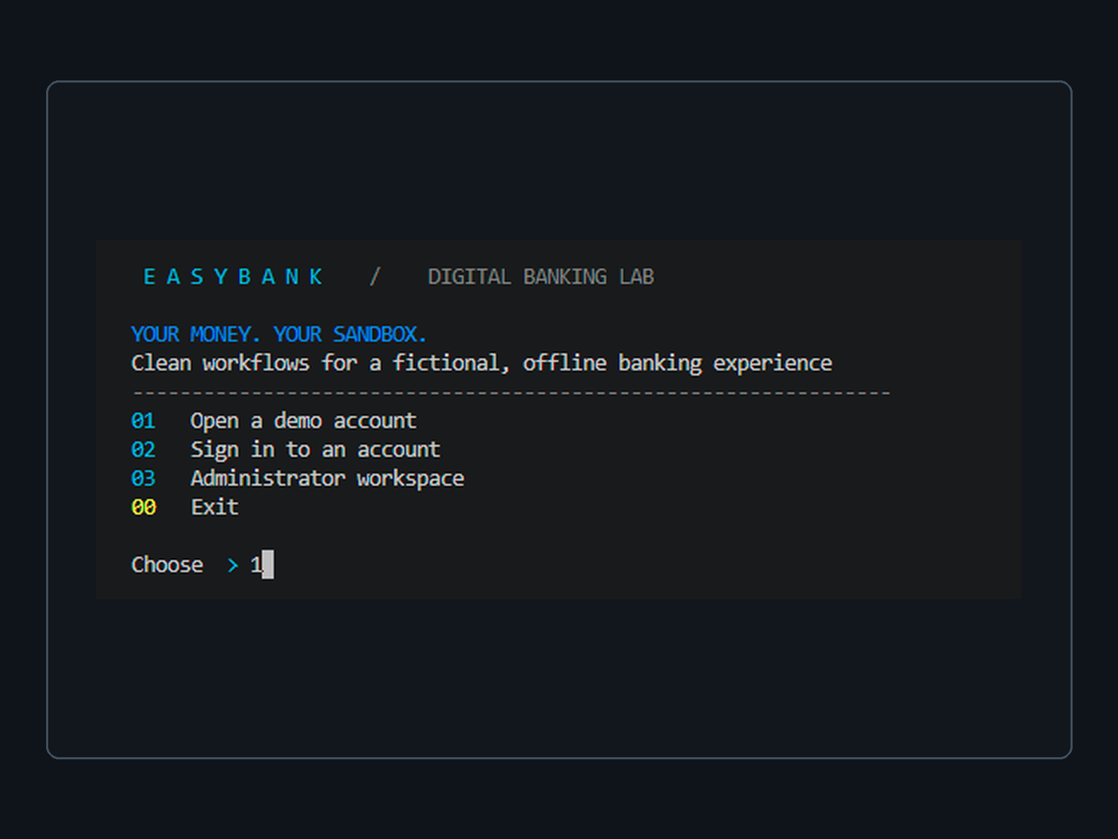 EasyBank application preview